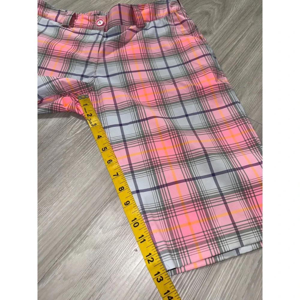 Nike Golf Tour Performance Dri-FIT Plaid Shorts Pink Orange Grey Womens 8
